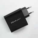 Qoltec Ładowarka Super Quick PD | 65W | 5-20V | 1.5-3.25A | 1xUSB typ C | 1xUSB A | Czarna