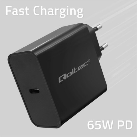 Qoltec Ładowarka Super Quick PD | 65W | 5-20V | 3-3.25A | 1xUSB typ C | Czarna