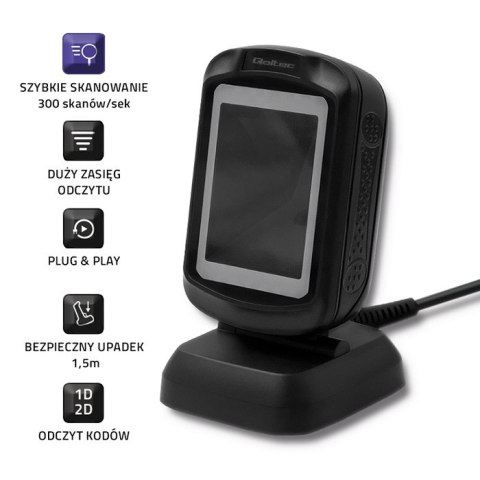 Qoltec Stacjonarny czytnik kodów 1D i 2D | USB
