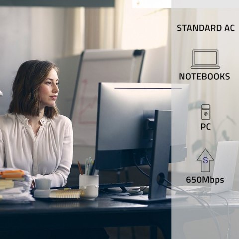 Qoltec Ultraszybki bezprzewodowy Mini Adapter USB Wi-Fi | standard AC | 650Mbps