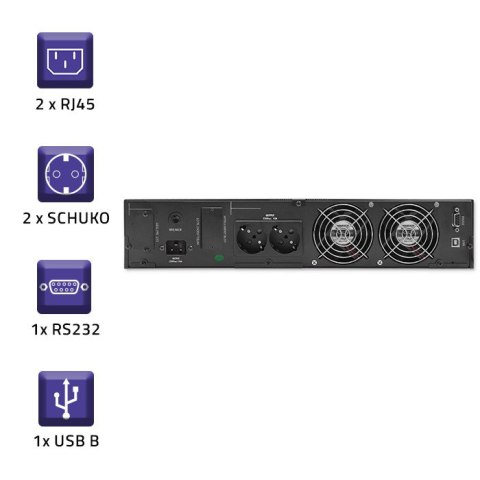 Qoltec Zasilacz awaryjny UPS RACK | 3KVA | 2400 W | LCD