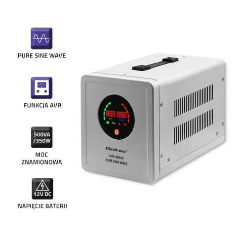 Zasilacz awaryjny Pure Sine Wave UPS 500VA 350W Stała faza + Akumulator 100Ah