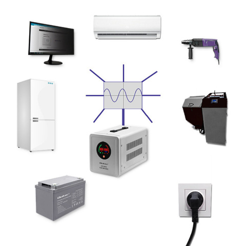 Zasilacz awaryjny Pure Sine Wave UPS 500VA 350W Stała faza + Akumulator 100Ah
