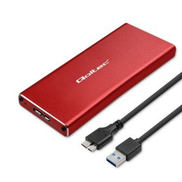 Qoltec Aluminiowa Obudowa | Kieszeń na dysk M.2 SSD | SATA | NGFF | USB 3.0 | Super speed | 2TB | Czerwony