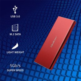 Qoltec Aluminiowa Obudowa | Kieszeń na dysk M.2 SSD | SATA | NGFF | USB 3.0 | Super speed | 2TB | Czerwony