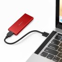 Qoltec Aluminiowa Obudowa | Kieszeń na dysk M.2 SSD | SATA | NGFF | USB 3.0 | Super speed | 2TB | Czerwony
