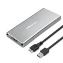 Qoltec Aluminiowa Obudowa | Kieszeń na dysk M.2 SSD | SATA | NGFF | USB 3.0 | Super speed | 2TB | Srebrny