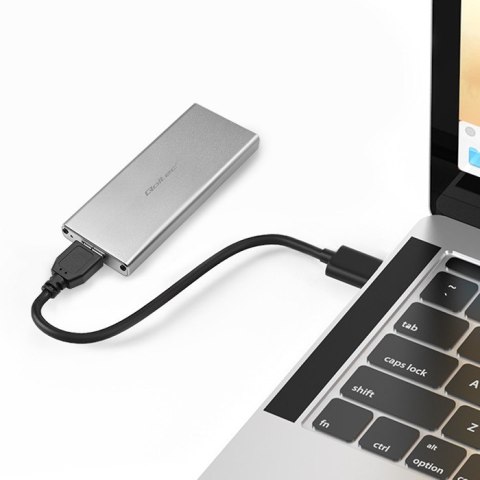 Qoltec Aluminiowa Obudowa | Kieszeń na dysk M.2 SSD | SATA | NGFF | USB 3.0 | Super speed | 2TB | Srebrny