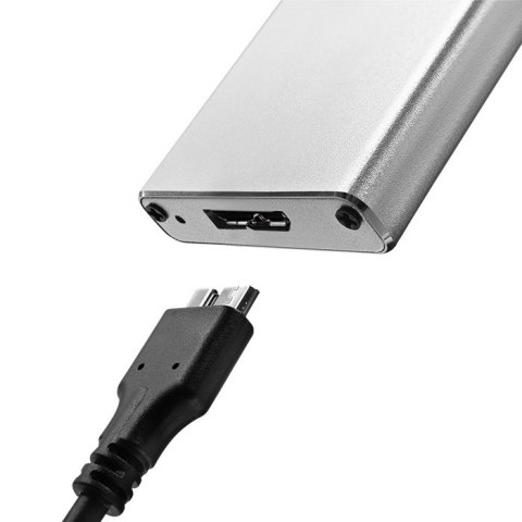 Qoltec Aluminiowa Obudowa | Kieszeń na dysk M.2 SSD | SATA | NGFF | USB 3.0 | Super speed | 2TB | Srebrny