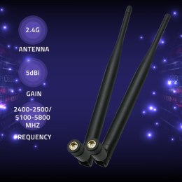 Qoltec Antena Wi-Fi 2.4/2.5 GHz | 5.1/5.8 GHz | dookólna | 5dBi | Wewnętrzna