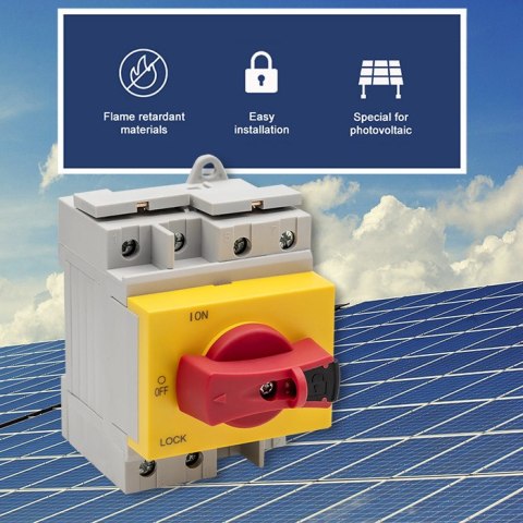 Qoltec Fotowoltaiczny wyłącznik prądu stałego z funkcją blokady | Przełącznik DC | 1200V | 32A