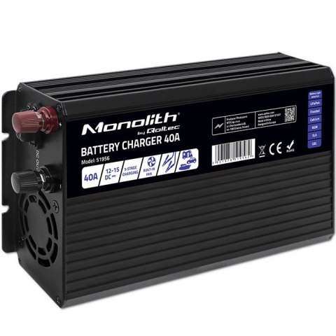 Qoltec Inteligentna ładowarka Monolith do akumulatorów LiFePO4 AGM GEL SLA 40A 12V