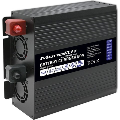 Qoltec Inteligentna profesjonalna ładowarka Monolith do akum. LiFePO4 AGM GEL SLA | 50A | 12V