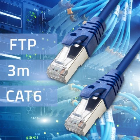Qoltec Kabel Patchcord FTP | CAT6 | 2 x RJ-45 | 3m | High speed | Gold