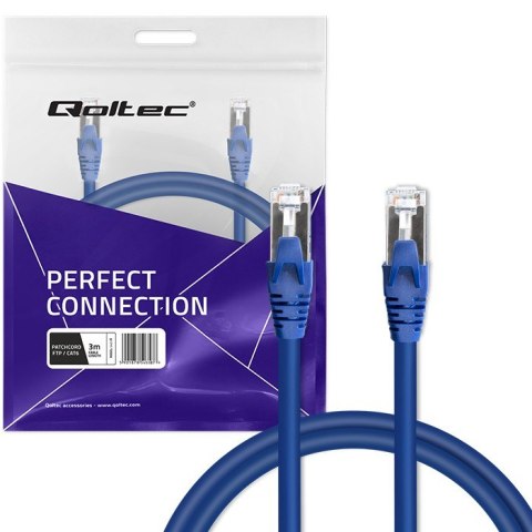 Qoltec Kabel Patchcord FTP | CAT6 | 2 x RJ-45 | 3m | High speed | Gold
