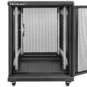 Qoltec Szafa RACK 19" | 15U | 600 x 600 x 855 | perforowane drzwi | stojąca | nóżki + kółka | stalowa obudowa | zamek