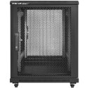Qoltec Szafa RACK 19" | 15U | 600 x 600 x 855 | perforowane drzwi | stojąca | nóżki + kółka | stalowa obudowa | zamek
