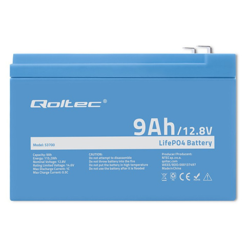 Akumulator LiFePO4 Litowo-Żelazowo-Fosfor | 12.8V | 9Ah | 115.2Wh | BMS