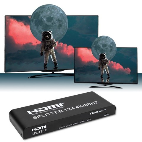 Qoltec Aktywny rozdzielacz Splitter 4 x HDMI 4K x 2K | 6Gb/s | 60Hz | High stability