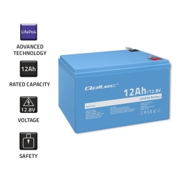 Qoltec Akumulator LiFePO4 Litowo-Żelazowo-Fosforanowy | 12.8V | 12Ah | 153.6Wh | BMS