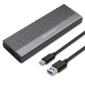 Qoltec Aluminiowa Obudowa | Kieszeń na dysk SSD M.2 | SATA | NGFF | USB-C | Super speed 6Gb/s | 2TB | Szary