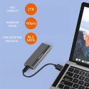 Qoltec Aluminiowa Obudowa | Kieszeń na dysk SSD M.2 | SATA | NGFF | USB-C | Super speed 6Gb/s | 2TB | Szary