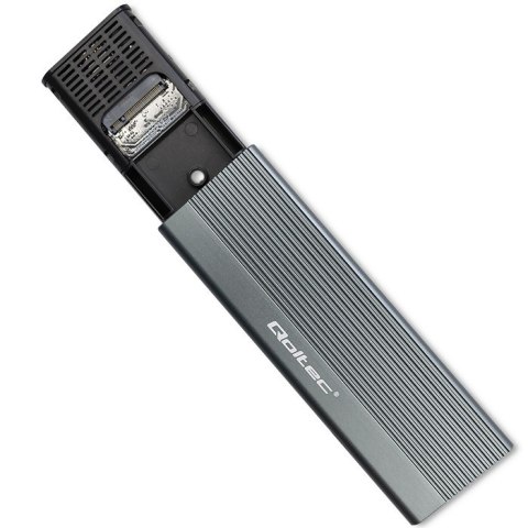 Qoltec Aluminiowa Obudowa | Kieszeń na dysk SSD M.2 | SATA | NGFF | USB-C | Super speed 6Gb/s | 2TB | Szary