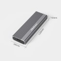 Qoltec Aluminiowa Obudowa | Kieszeń na dysk SSD M.2 | SATA | NGFF | USB-C | Super speed 6Gb/s | 2TB | Szary