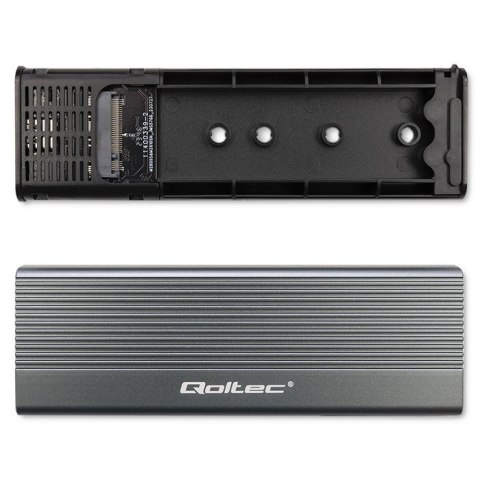 Qoltec Aluminiowa Obudowa | Kieszeń na dysk SSD M.2 | SATA | NGFF | USB-C | Super speed 6Gb/s | 2TB | Szary