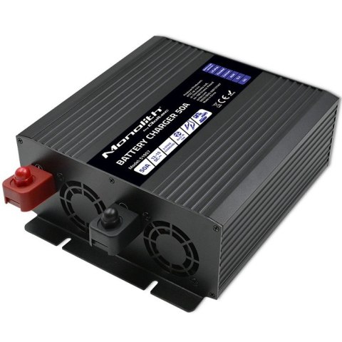 Qoltec Inteligentna profesjonalna ładowarka Monolith do akum. LiFePO4 AGM GEL SLA | 50A | 12V