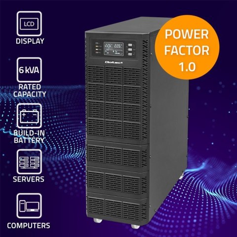 Qoltec Zasilacz awaryjny UPS | 6kVA | 6000W | Power Factor 1.0 | LCD | EPO | On-line
