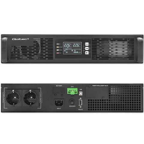 Qoltec Zasilacz awaryjny UPS do RACK | 1kVA | 1000W | Power Factory 1.0 | LCD | On-line