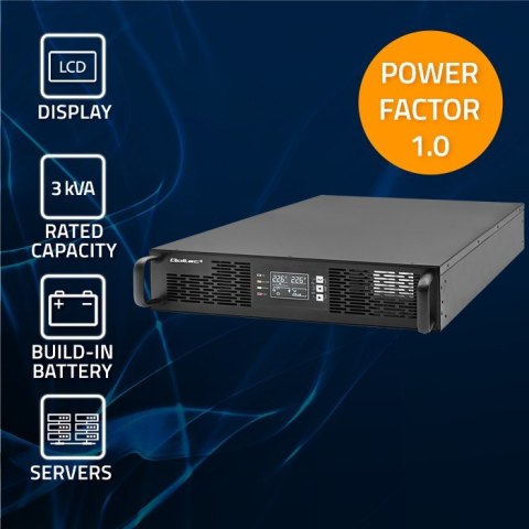 Qoltec Zasilacz awaryjny UPS do RACK | 3kVA | 3000W | Power Factory 1.0 | LCD | On-line