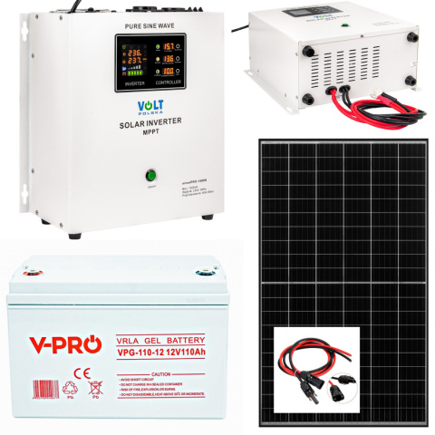 Zestaw Fotowoltaiczny Sinus Pro 1500S Panel 500W Akumulator Żelowy GEL 110Ah