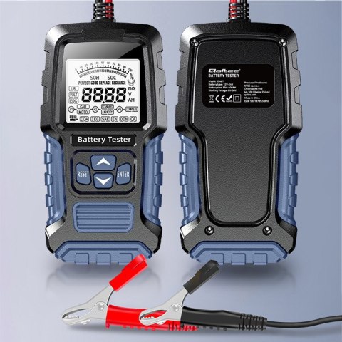 Qoltec Cyfrowy tester akumulatora z wyświetlaczem LCD 12V | 24V | 3Ah-400Ah