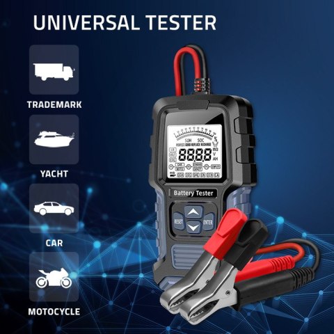 Qoltec Cyfrowy tester akumulatora z wyświetlaczem LCD 12V | 24V | 3Ah-400Ah