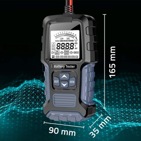 Qoltec Cyfrowy tester akumulatora z wyświetlaczem LCD 12V | 24V | 3Ah-400Ah