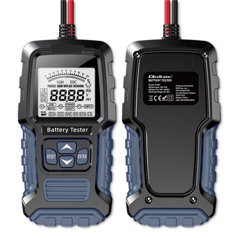 Qoltec Cyfrowy tester akumulatora z wyświetlaczem LCD 12V | 24V | 3Ah-400Ah