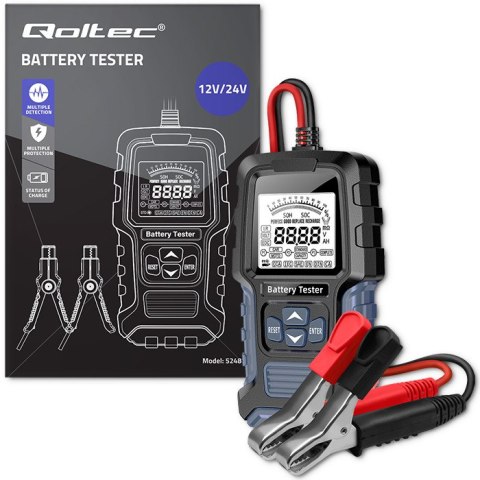 Qoltec Cyfrowy tester akumulatora z wyświetlaczem LCD 12V | 24V | 3Ah-400Ah