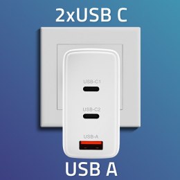 Qoltec Ładowarka sieciowa 100W GaN | 5-20V | 1.5-3A | 2 x USB-C PD | 1 x USB QC 3.0 | Biała