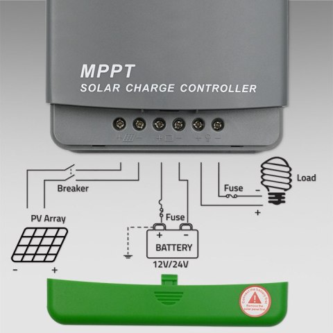 Solarny regulator ładowania MPPT z czujnikiem temp. 20A 12V/24VLCD 2xUSB