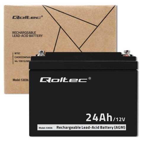 Qoltec Akumulator AGM | 12V | 24Ah | max 360A