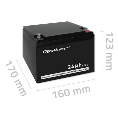 Qoltec Akumulator AGM | 12V | 24Ah | max 360A