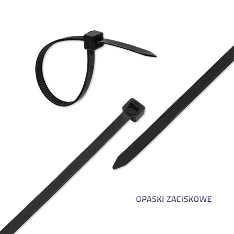 Qoltec Opaska zaciskowa | 7.2*350mm | Nylon UV | Czarna
