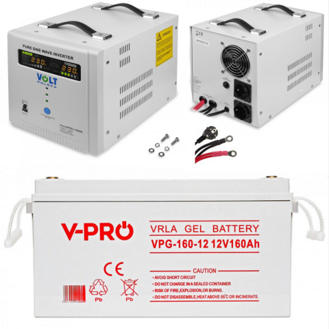 Sinus Pro 1500E + Akumulator GEL VPRO Premium 160Ah Zestaw awaryjny
