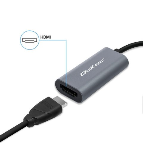 Qoltec Adapter Aluminiowa Przejściówka USB-C na HDMI 4K | 60Hz do Laptop Smartfon