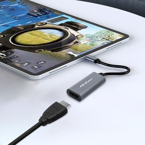 Qoltec Adapter Aluminiowa Przejściówka USB-C na HDMI 4K | 60Hz do Laptop Smartfon
