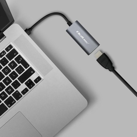 Qoltec Adapter Aluminiowa Przejściówka USB-C na HDMI 4K | 60Hz do Laptop Smartfon