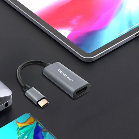 Qoltec Adapter Aluminiowa Przejściówka USB-C na HDMI 4K | 60Hz do Laptop Smartfon