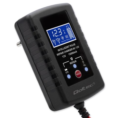 Qoltec Automatyczna ładowarka do akumulatora AGM GEL STD 6V 12V Prostownik 30W